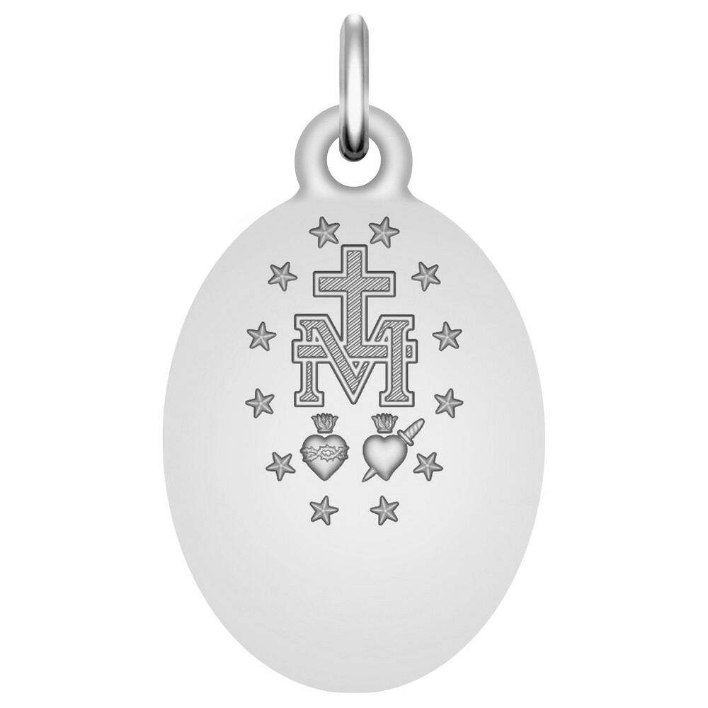 Photo de Médaille Vierge Miraculeuse à graver - Or blanc 18ct