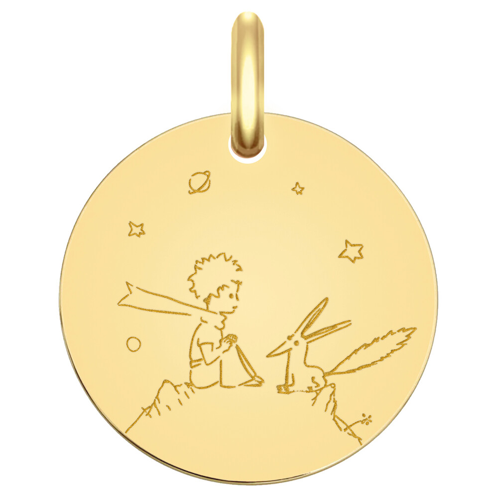 Photo de Médaille Petit Prince au renard  - Or jaune 18ct