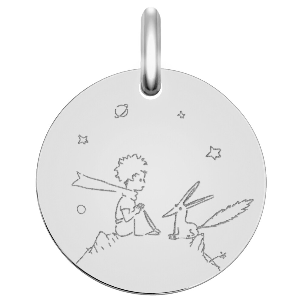 Photo de Médaille Petit Prince au renard  - Or blanc 9ct