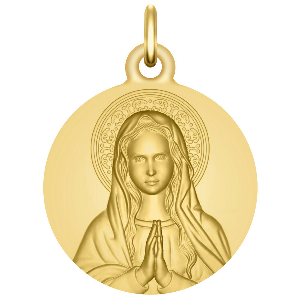Photo de Médaille Vierge en prière de face - Or jaune 9ct