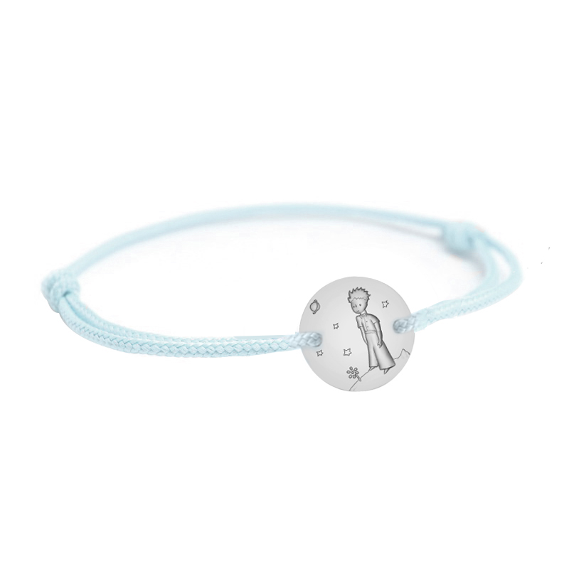 Bracelet enfant cordon personnalisé - médaille ronde - Argent