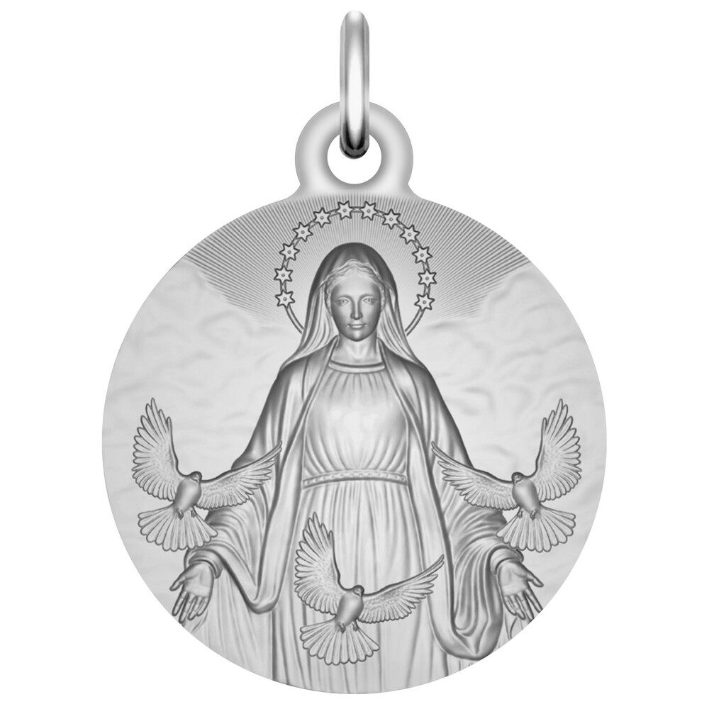 Photo de Médaille Vierge aux colombes - Argent massif