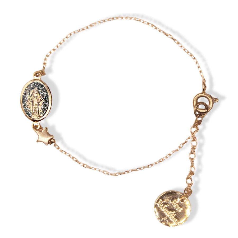 Photo de Bracelet Médaille miraculeuse doré anthracite