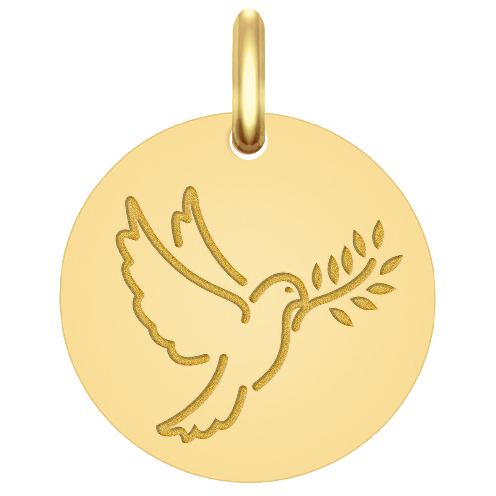 Photo de Médaille Colombe au rameau - Or jaune 18ct