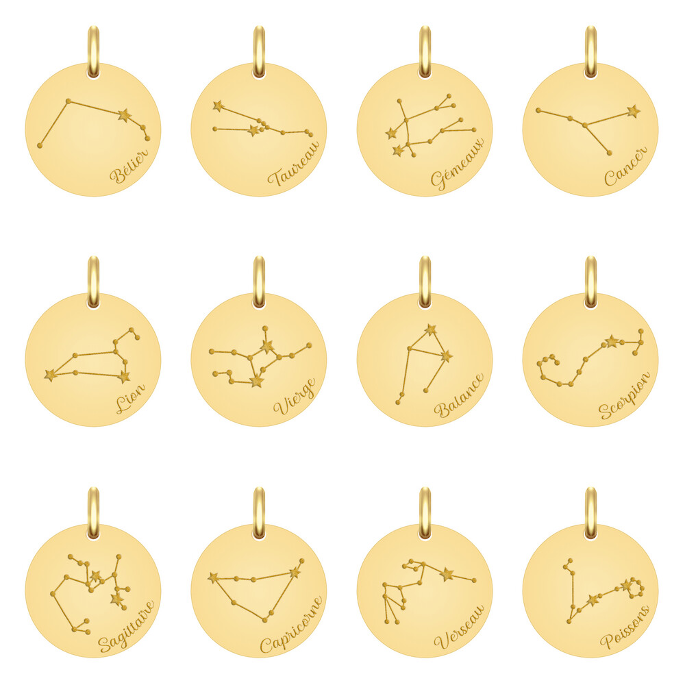 Photo de Médaille signe zodiaque constellation - Or jaune 18ct 