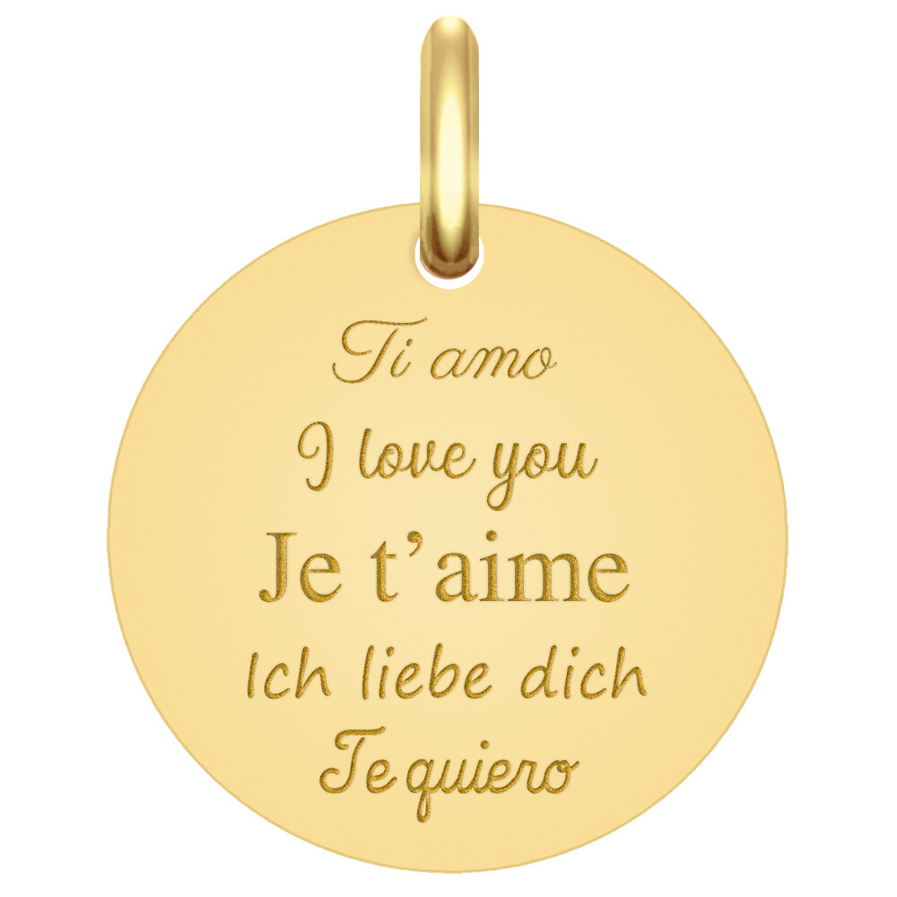 Photo de Médaille "Je t'aime" - Or jaune 9ct