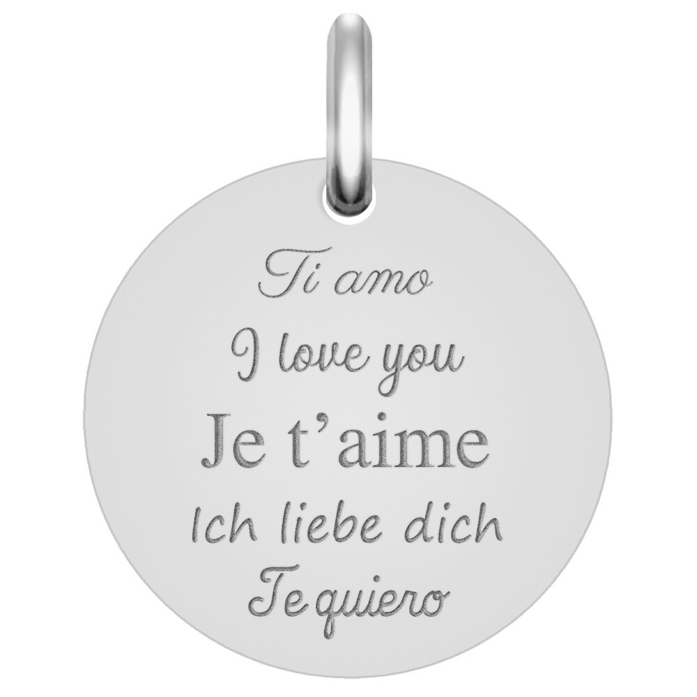 Photo de Médaille "Je t'aime" - Or blanc 9ct