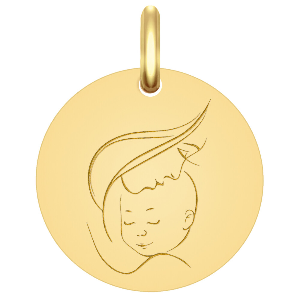 Photo de Médaille Vierge à l'enfant maternité - Or jaune 9ct