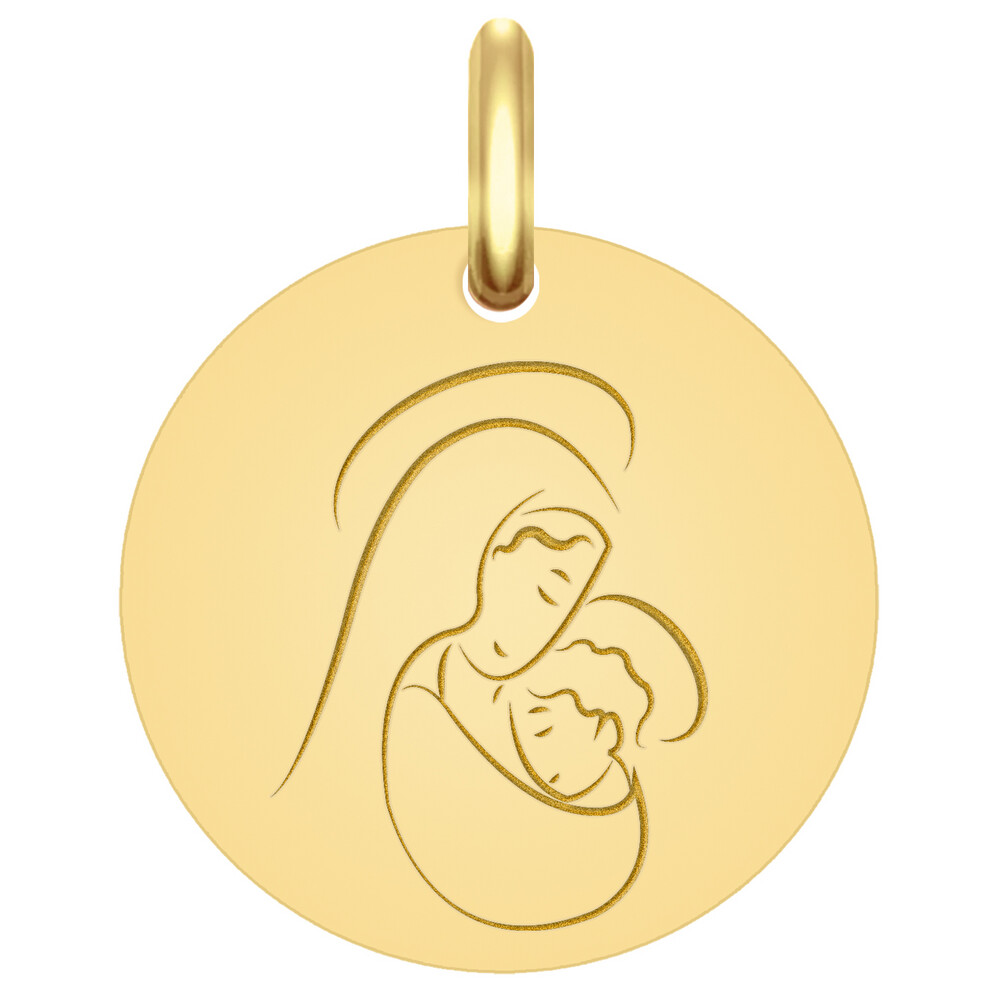 Photo de Médaille Vierge à l'enfant sacré - Or jaune 9ct