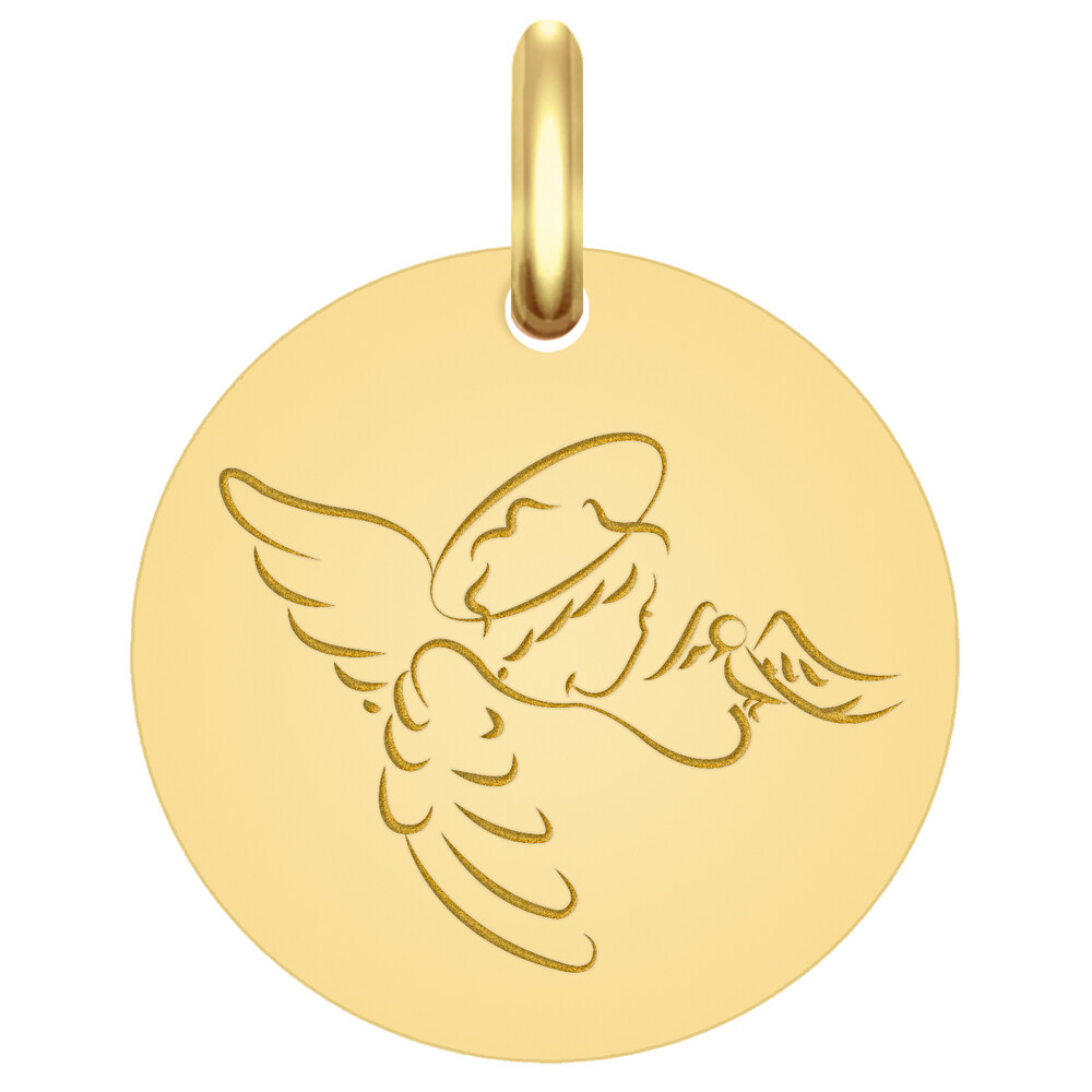 Photo de Médaille Ange à la Colombe - Or jaune 18ct