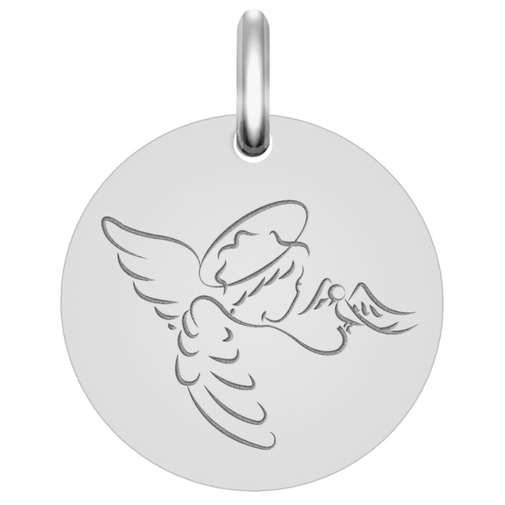 Photo de Médaille Ange à la Colombe - Or blanc 9ct