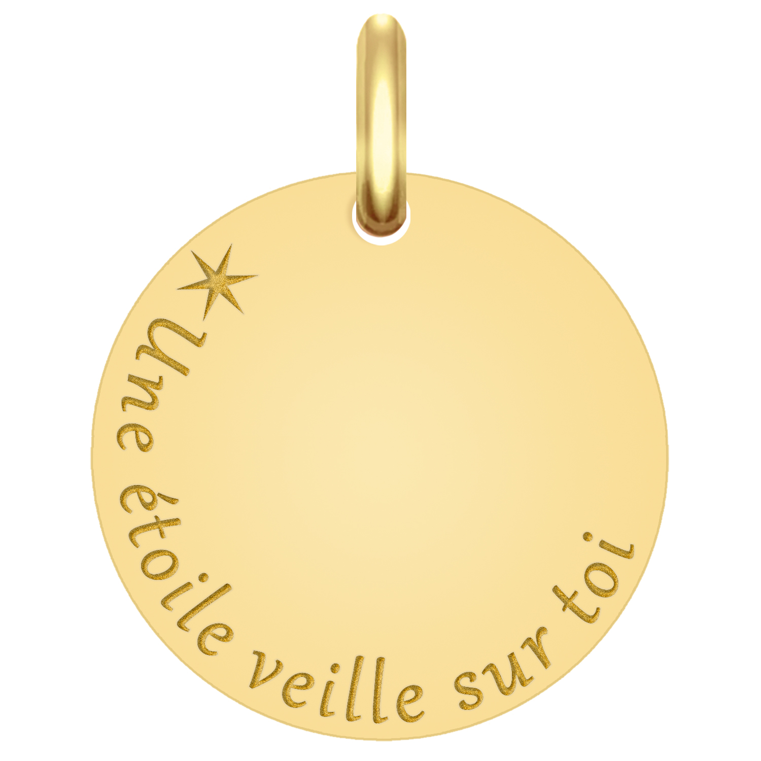 Médaille de baptême aux étoiles ajourées en or jaune 18 carats