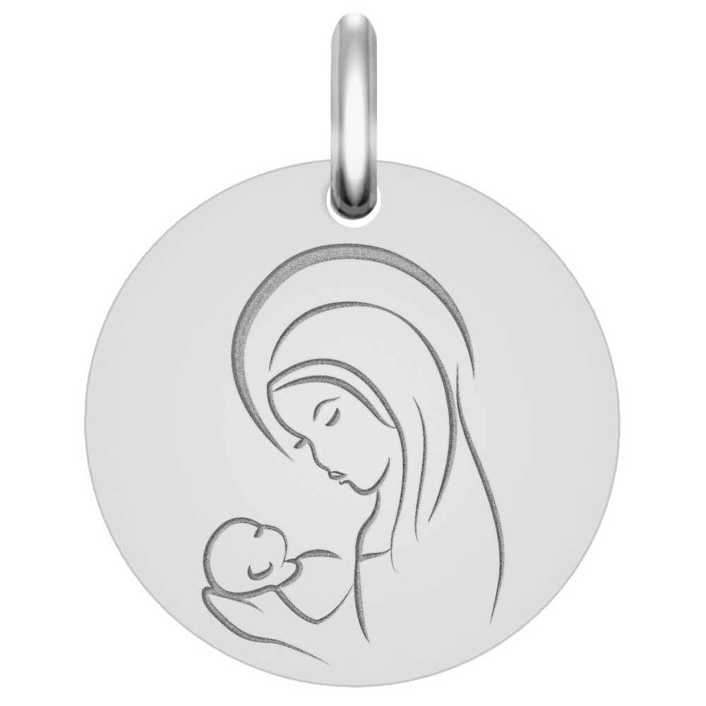 Photo de Médaille Vierge à l'enfant réconfort - Or blanc 9ct