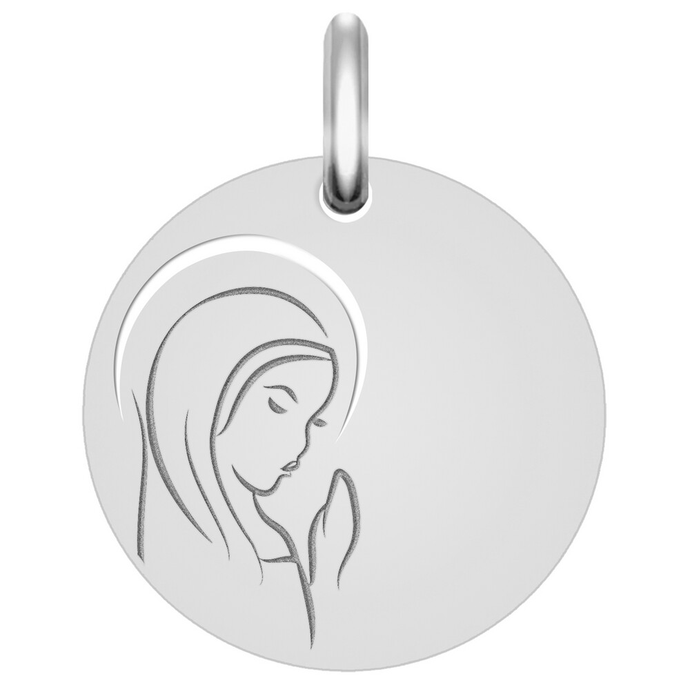 Photo de Médaille Vierge pureté - Or blanc 18ct