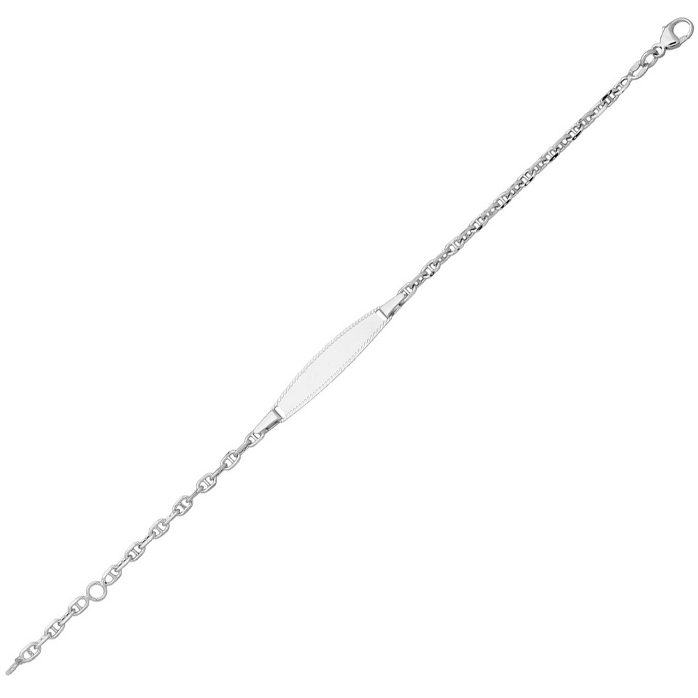Photo de Gourmette bébé marine forçat - Or blanc 18ct