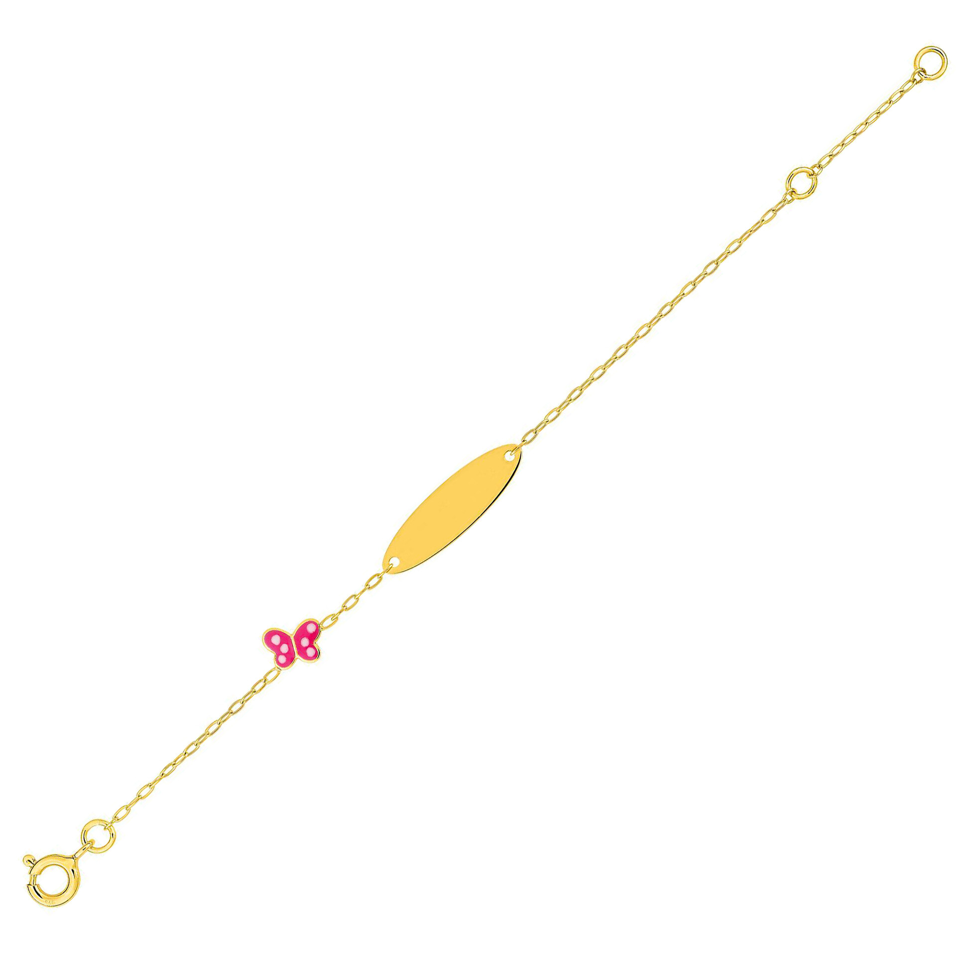 Mon Premier Bijou Gourmette bébé papillon rose - Or jaune 9ct 2
