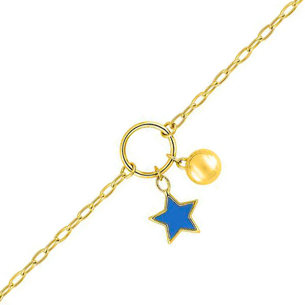 Photo de Bracelet étoile bleue - Or jaune 9ct