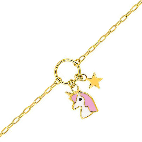 Photo de Bracelet licorne et son étoile - Or jaune 9ct