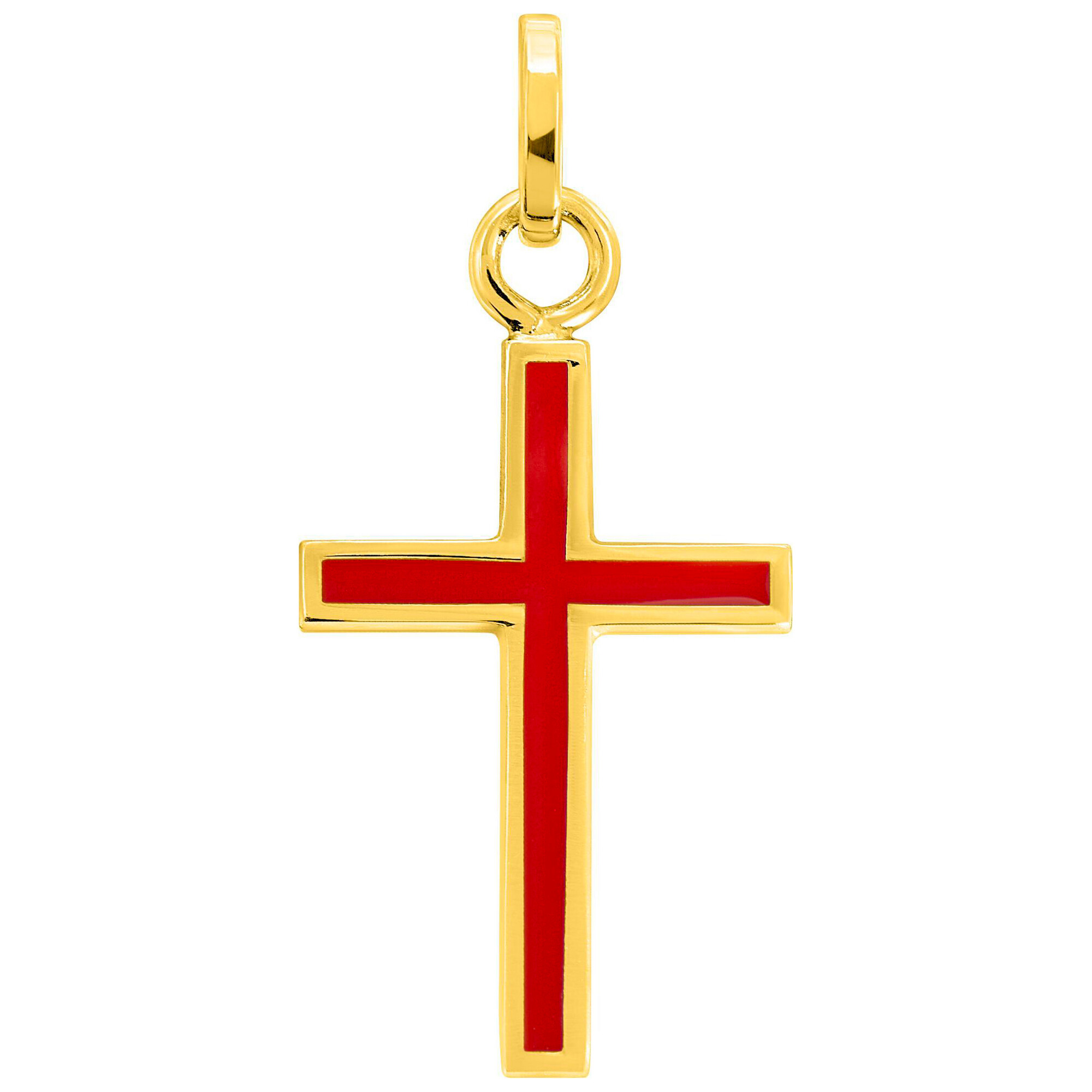 Mon Premier Bijou Red Cross Pendant - 18K Yellow Gold