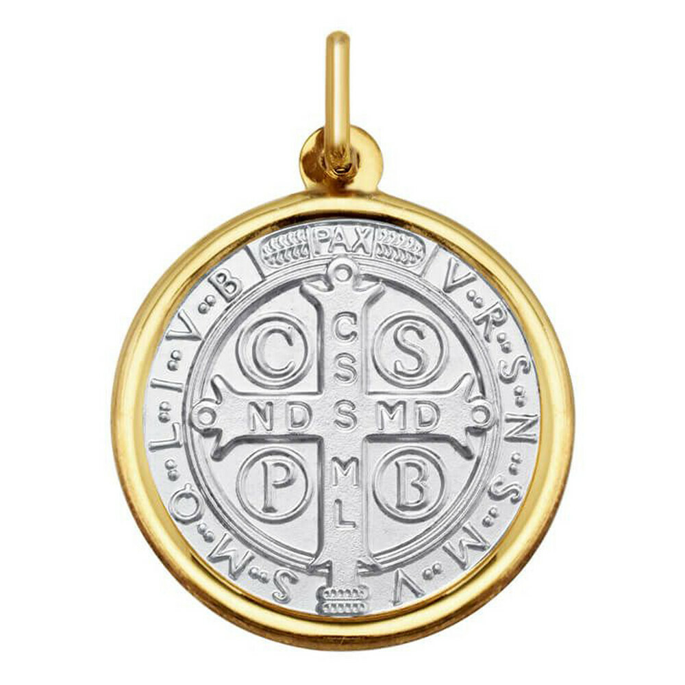 Photo de Médaille Saint Benoît  - Or jaune & blanc 18ct