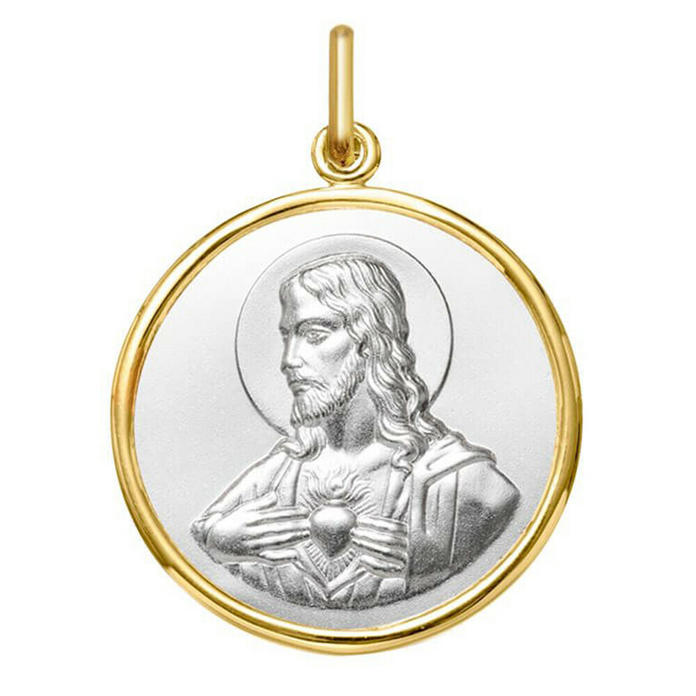 Photo de Médaille Scapulaire Vierge du Carmel  - Or jaune & blanc 18ct