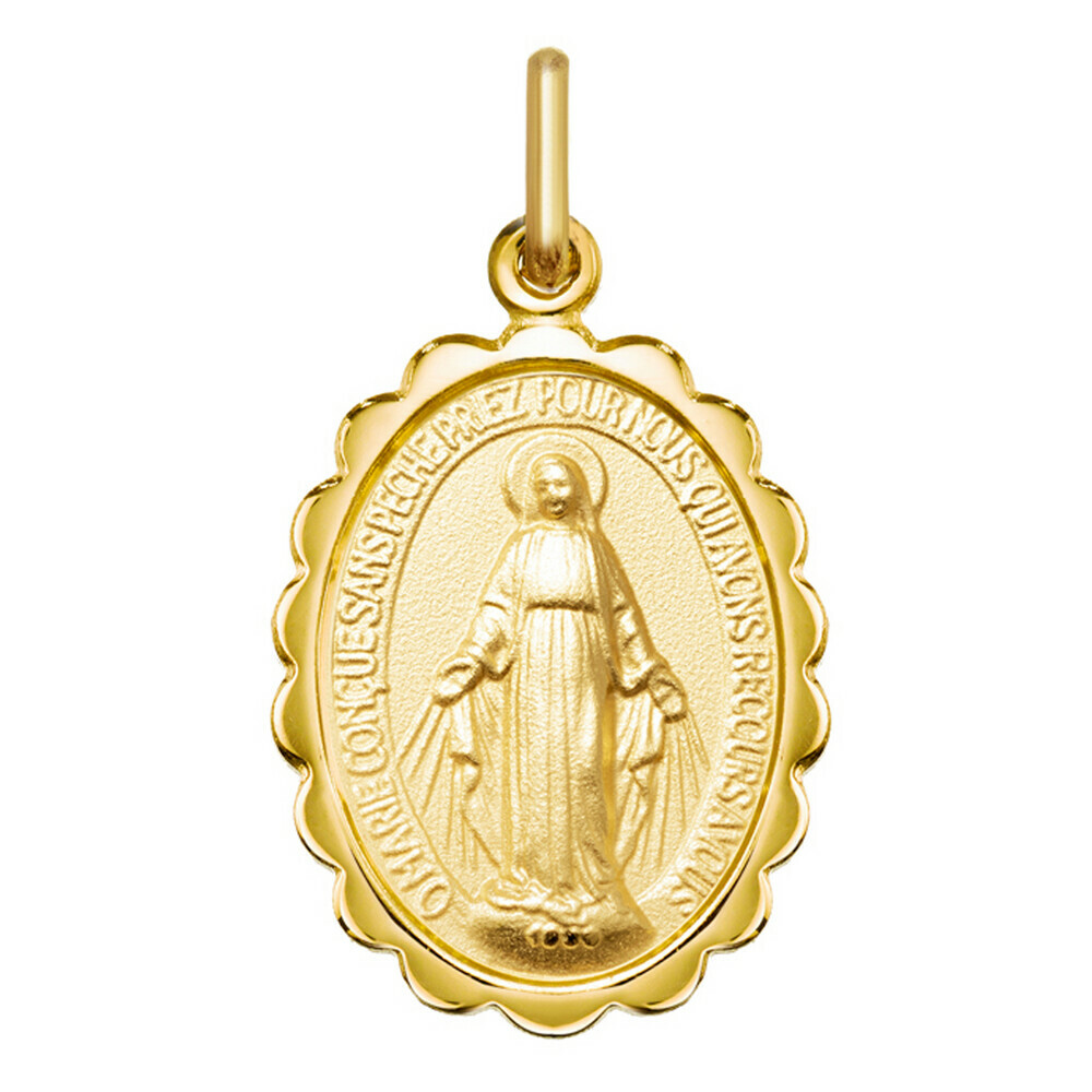 Photo de Médaille Vierge Miraculeuse dentelles - Or jaune 9ct