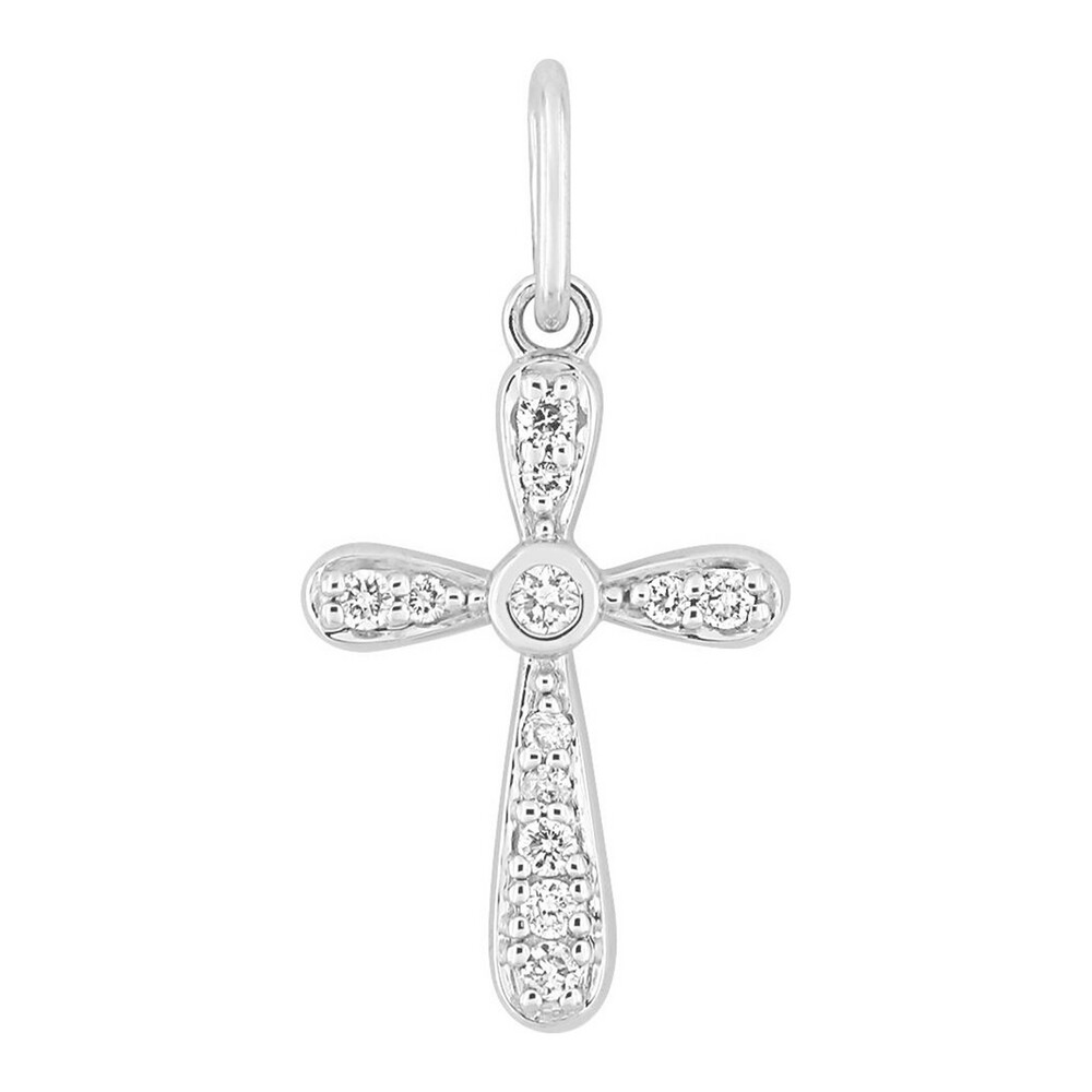 Photo de Croix arrondie - Diamants & Or blanc 18ct