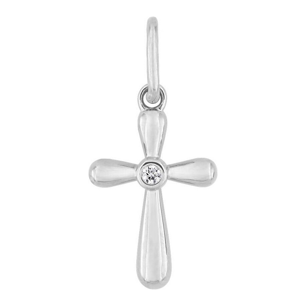 Photo de Croix bombée - Diamant & Or blanc 18ct