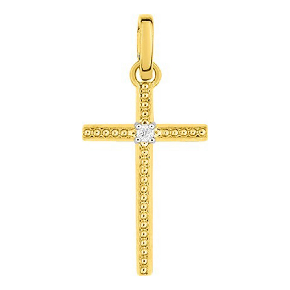 Photo de Croix plate diamants   - Or jaune 18ct & diamant 