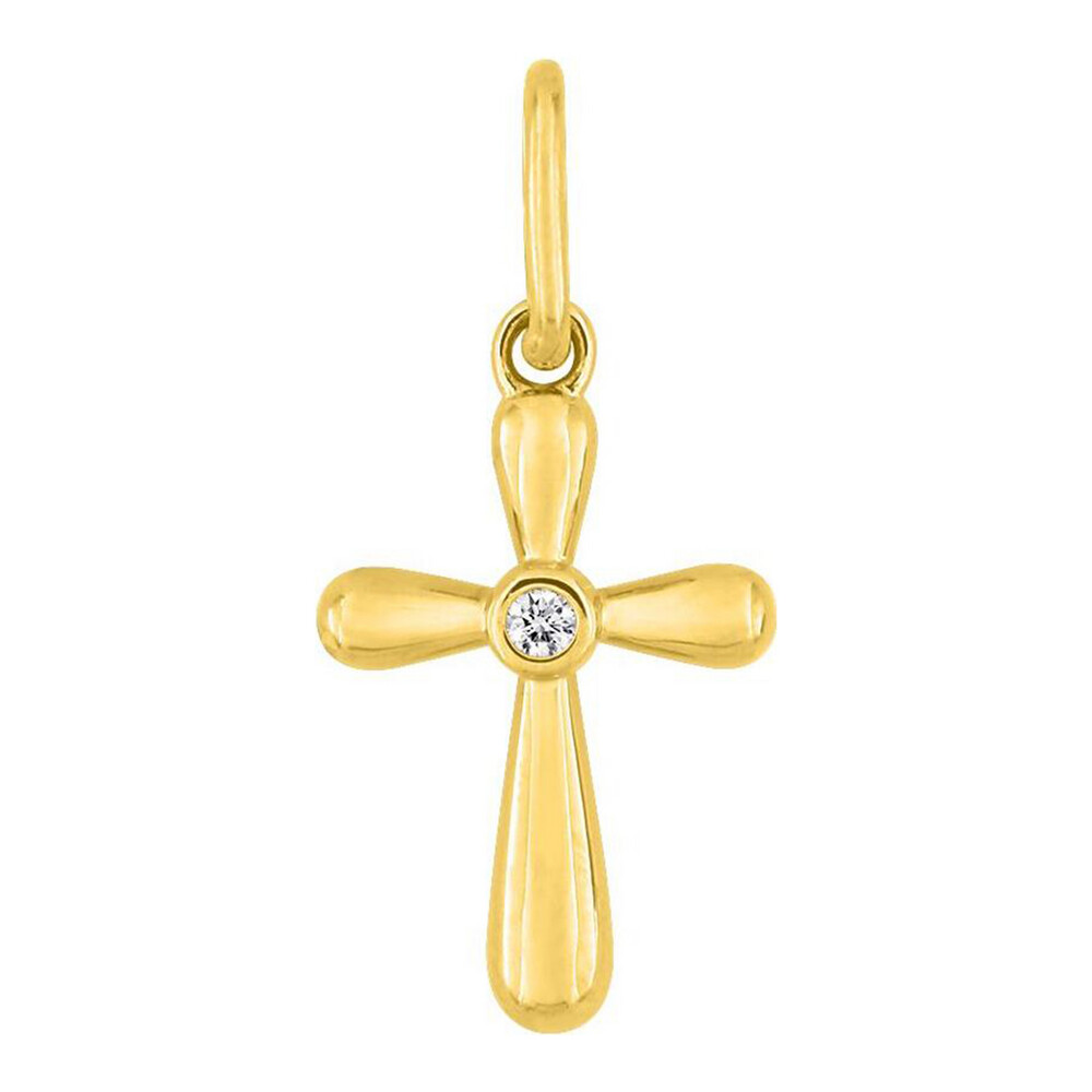 Photo de Croix bombée - Or jaune 18ct & diamant 