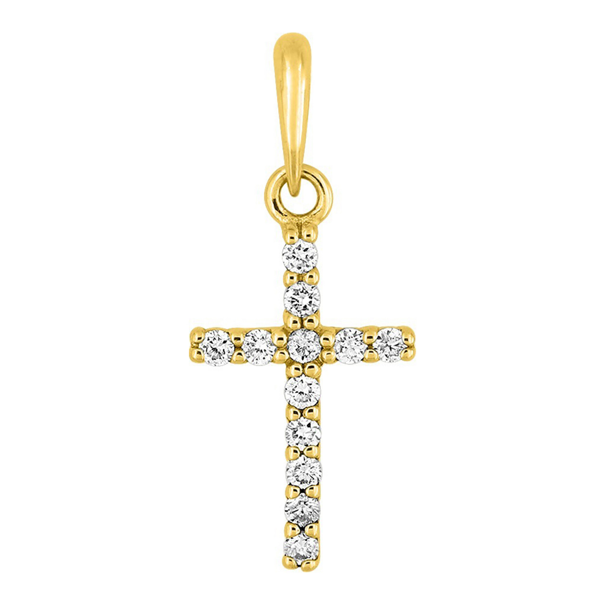 Mon Premier Bijou Croix plate - Or jaune 18ct & diamants 0,11ct