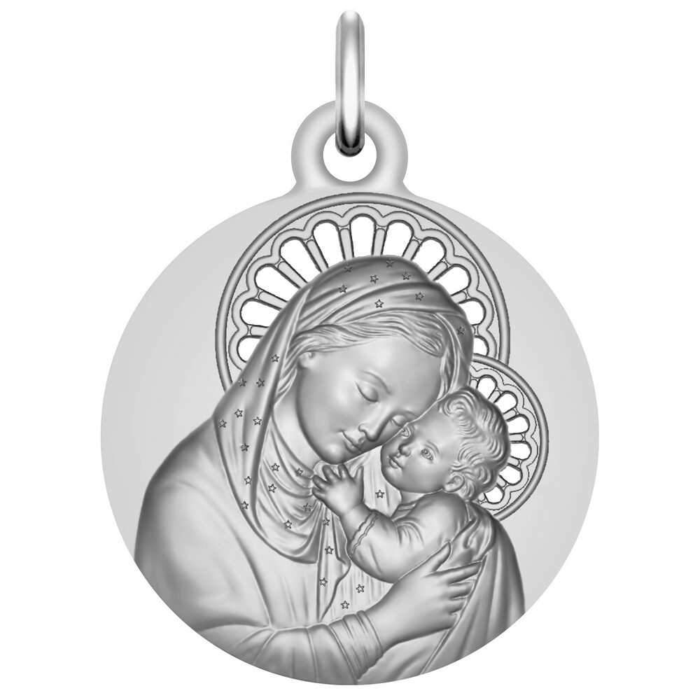 Photo de Médaille Vierge à l'enfant de Botticelli ajourée - Argent massif