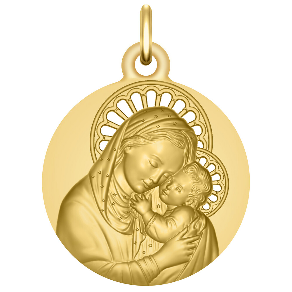 Photo de Médaille Vierge à l'enfant de Botticelli ajourée - Or jaune 18ct