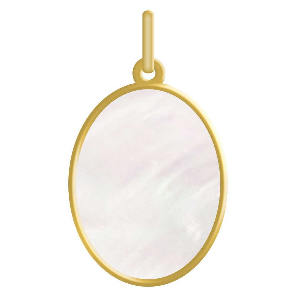 Photo de Médaille Vierge Miraculeuse personnalisable - Or jaune 18ct & Nacre