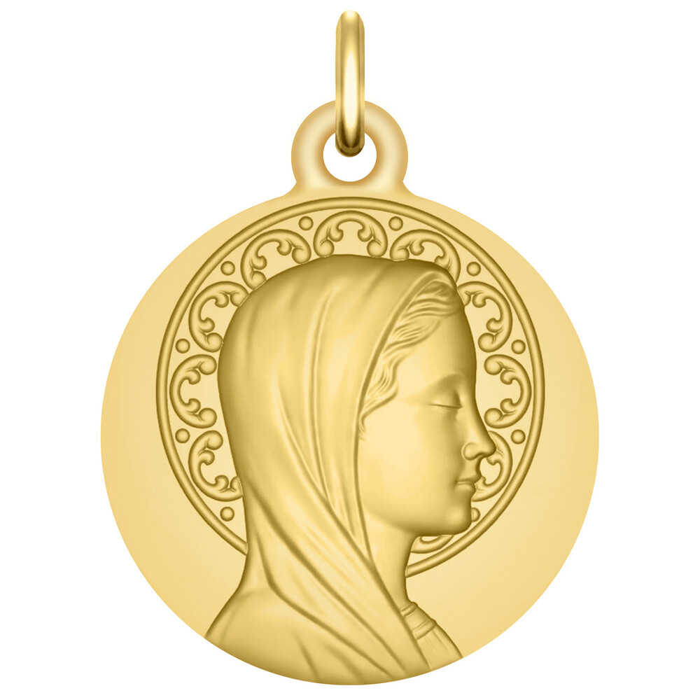 Photo de Médaille Vierge auréolée de profil - Or jaune 18ct