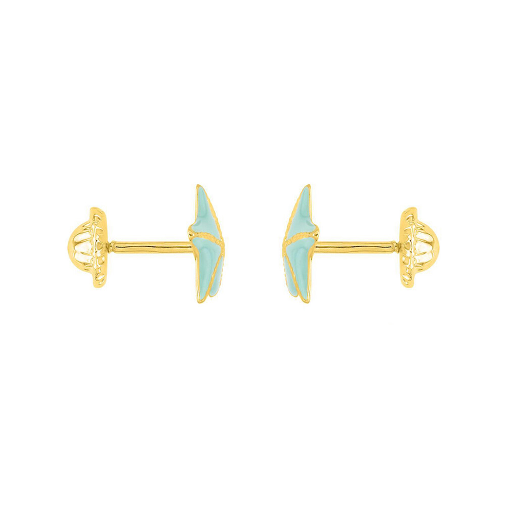 Photo de Boucles d'oreilles étoile de mer verte - Vis - Or jaune 9ct