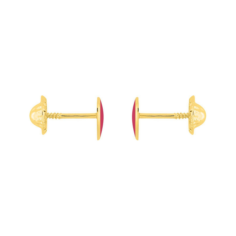 Photo de Boucles d'oreilles coeur rose - Vis - Or jaune 18ct