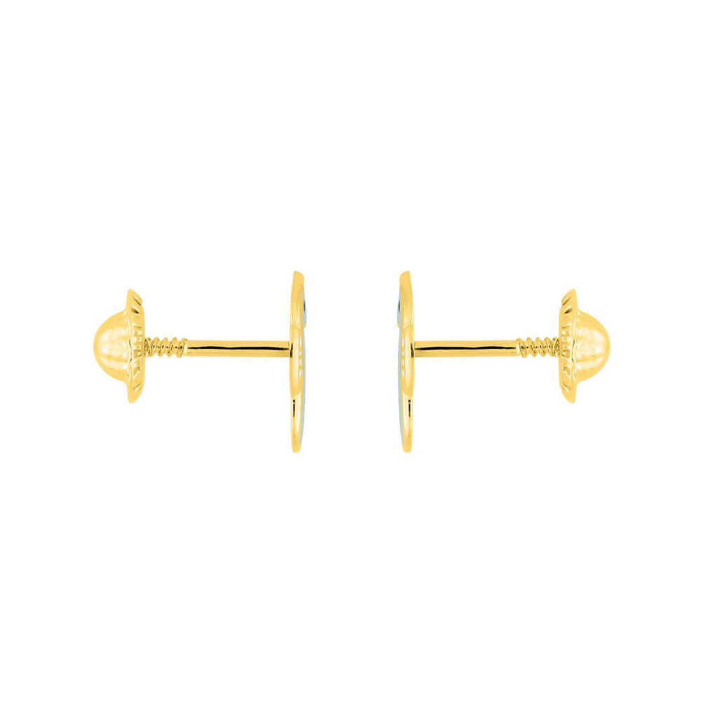 Photo de Boucles d'oreilles hippocampe verte - Vis - Or jaune 18ct