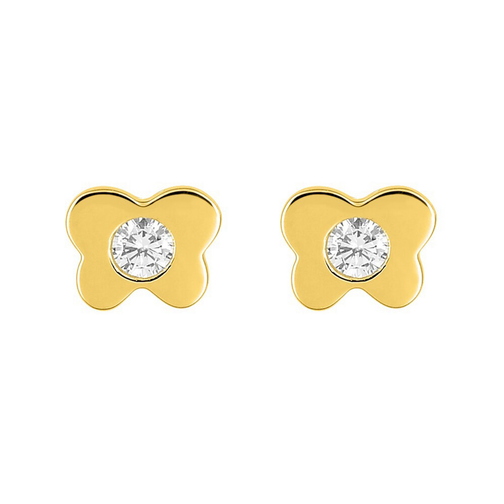 Photo de Boucles d'oreilles Papillons - Puces - Or jaune 18ct