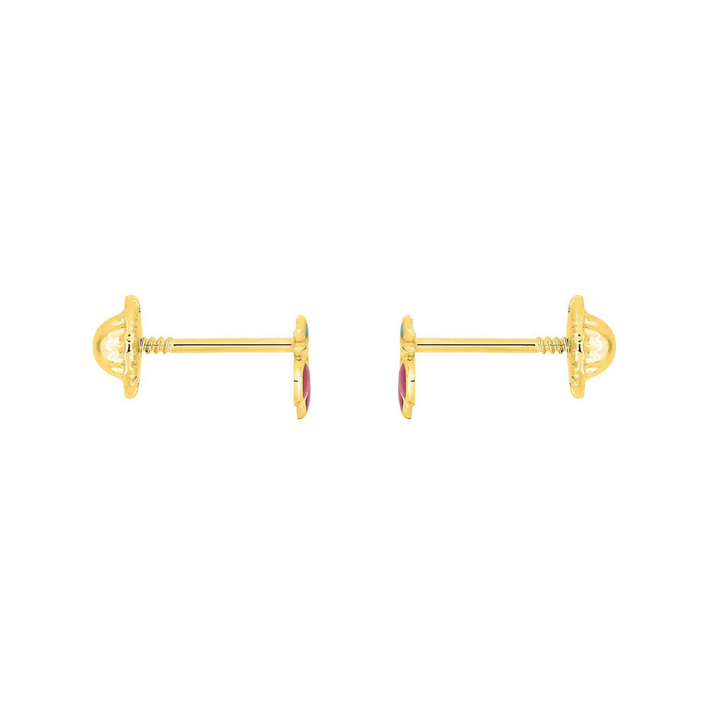 Photo de Boucles d'oreilles Cerises bicolores - Vis - Or jaune 9ct