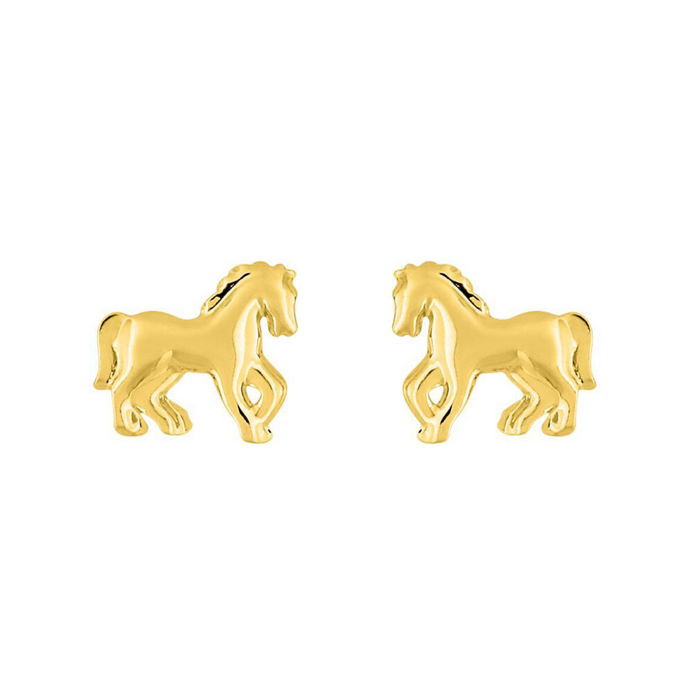 Photo de Boucles d'oreilles cheval - Vis - Or jaune 9ct