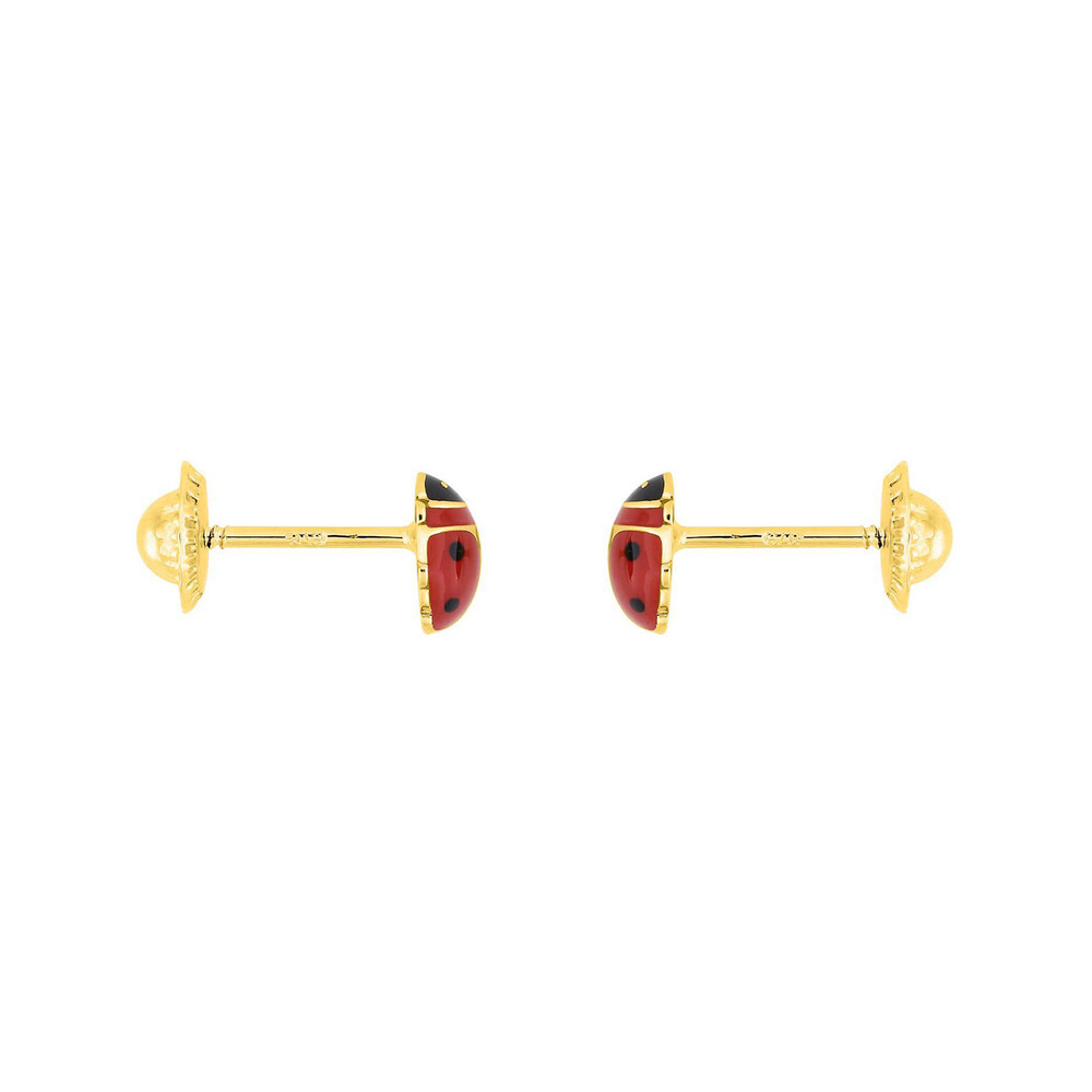 Photo de Boucles d'oreilles Coccinelles - Vis - Or jaune 9ct