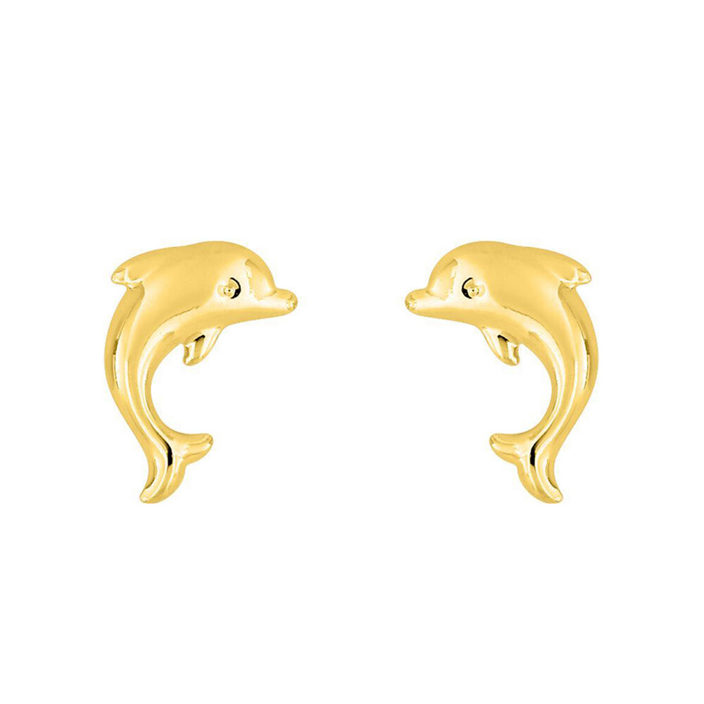 Photo de Boucles d'oreilles Dauphins joueur - Vis - Or jaune 9ct