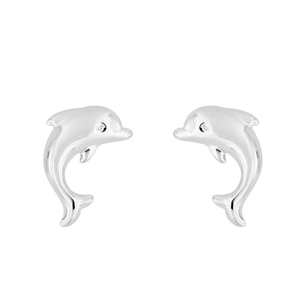 Photo de Boucles d'oreilles Dauphins - Vis - Or Blanc 9ct