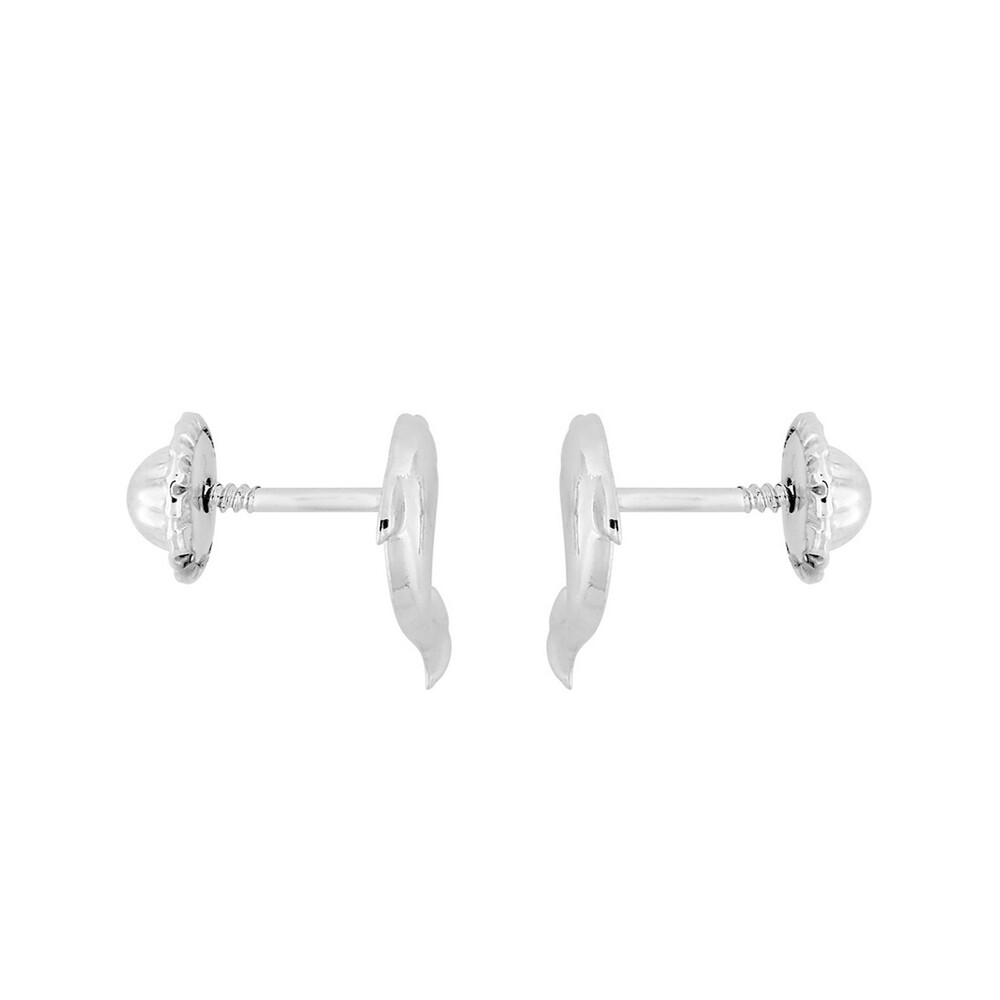 Photo de Boucles d'oreilles Dauphins - Vis - Or Blanc 9ct