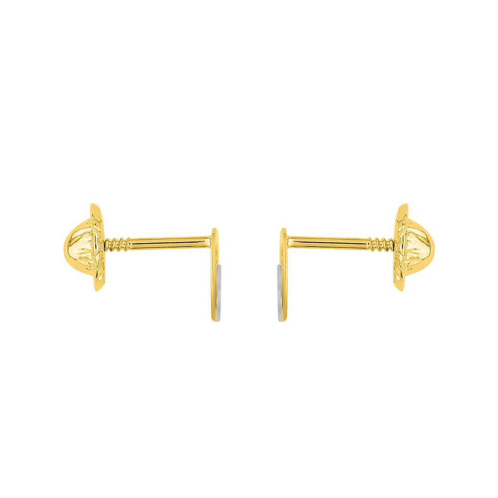 Photo de Boucles d'oreilles coeurs - Vis - Or jaune & blanc 9ct