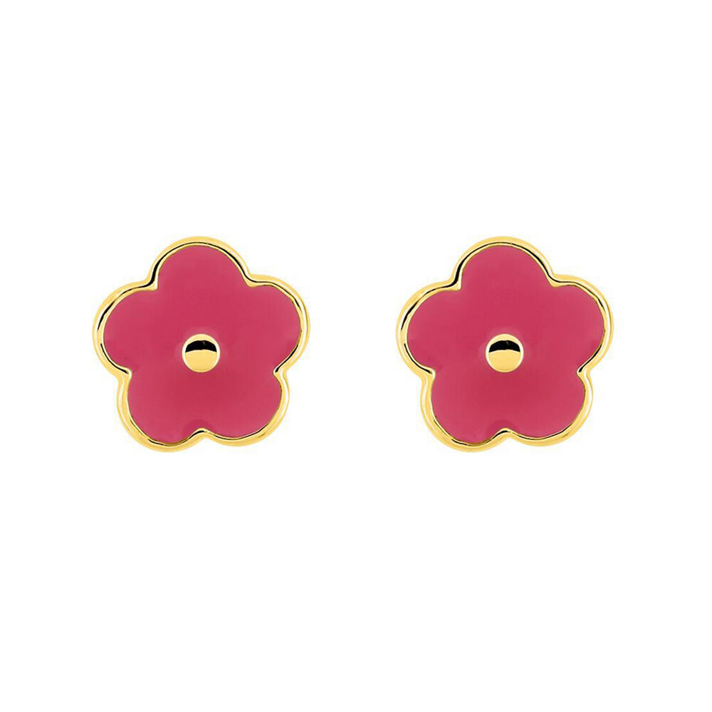 Photo de Boucles d'oreilles fleurs sakura - Vis - Or jaune 9ct