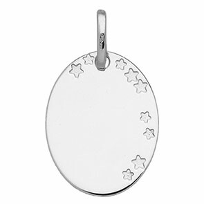 Photo de Médaille Ovale étoilée - Or blanc 9ct