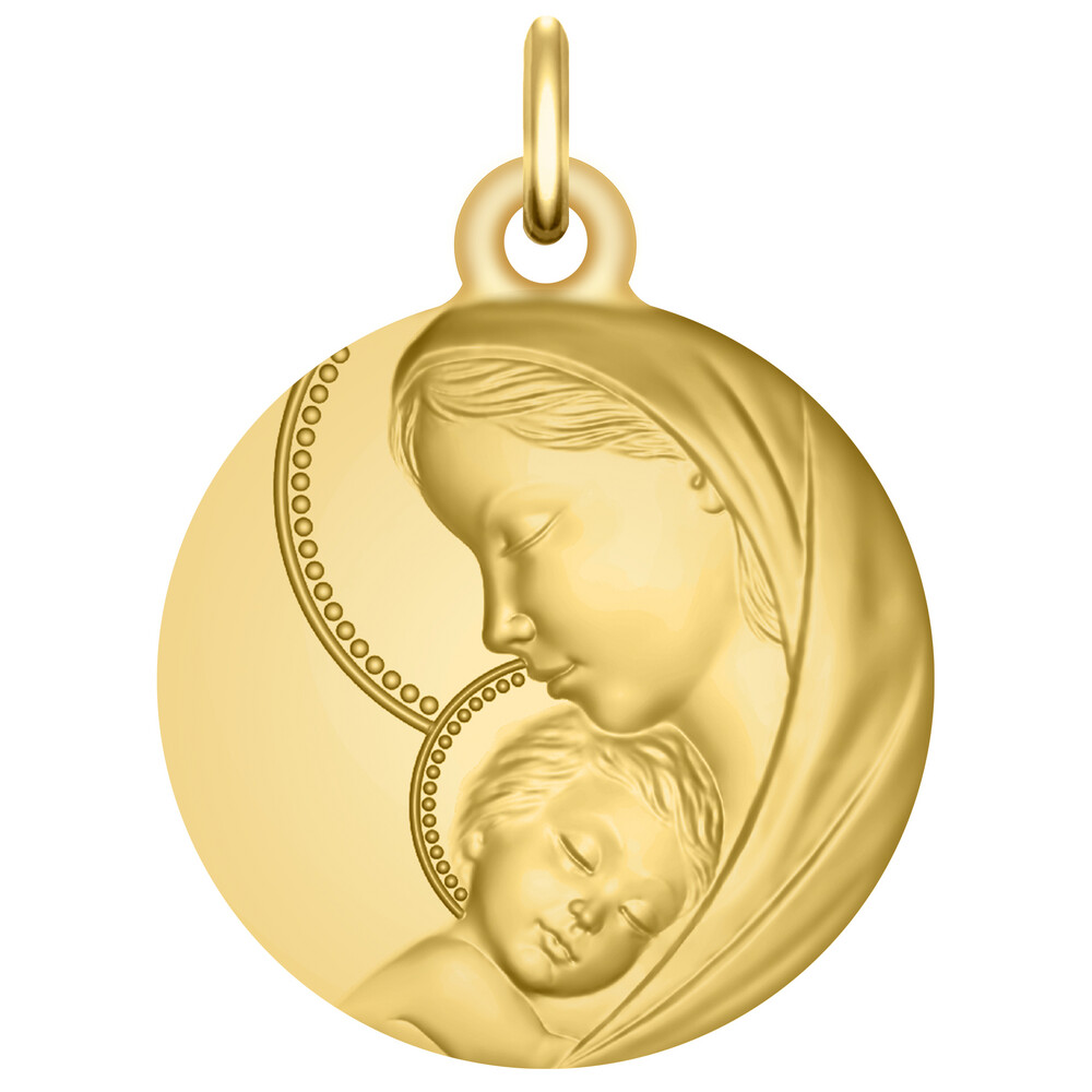 Photo de Médaille Vierge à l'enfant perlée - Vermeil