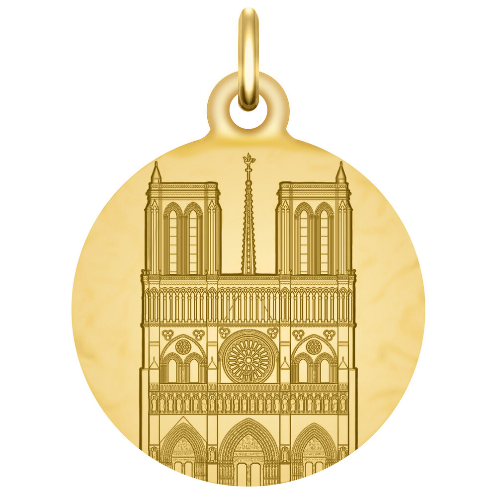 Photo de Médaille Rosace & Façade Notre-Dame de Paris - Or jaune 18ct 